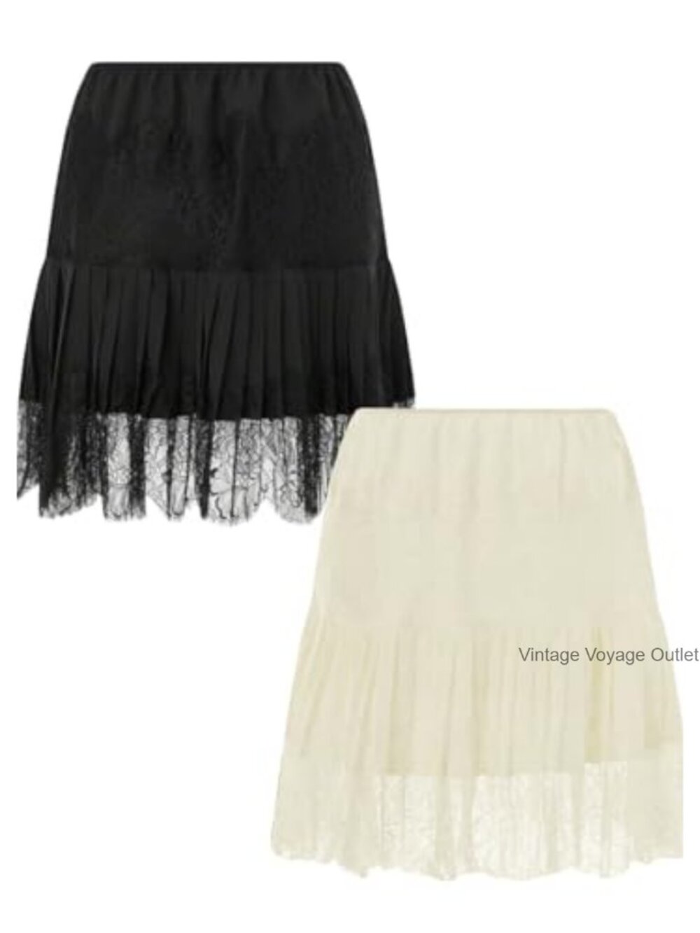 Lace Slip Mini Skirt Pleated Ruffle Floral Tiered Underskirt
